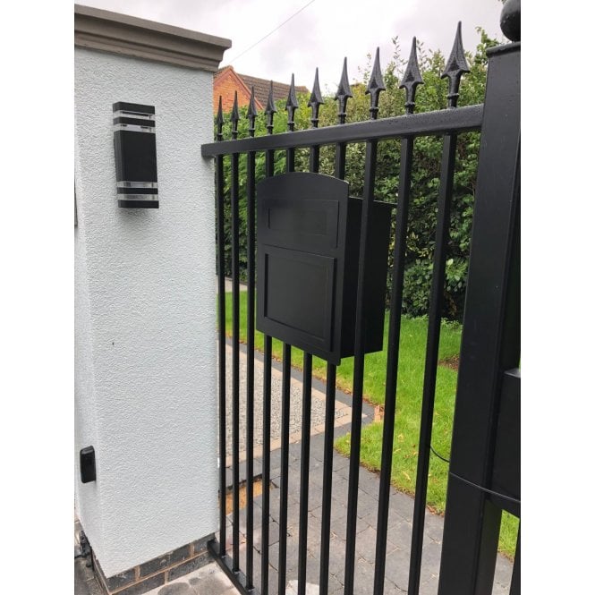 ARDEN GATES Postbox in Railings | Galvanised Steel | Black or Anthracite
