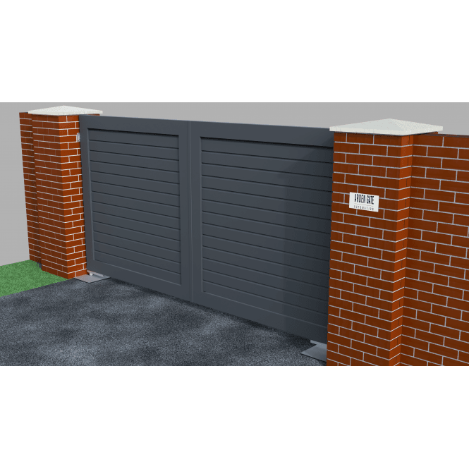 ARDEN GATES The Kenilworth with sloping boards Aluminium Gate