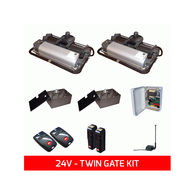 BFT SUB BT Twin Kit | Gates up to 2.5m Wide, 800kg | 24V Hydraulic Operators