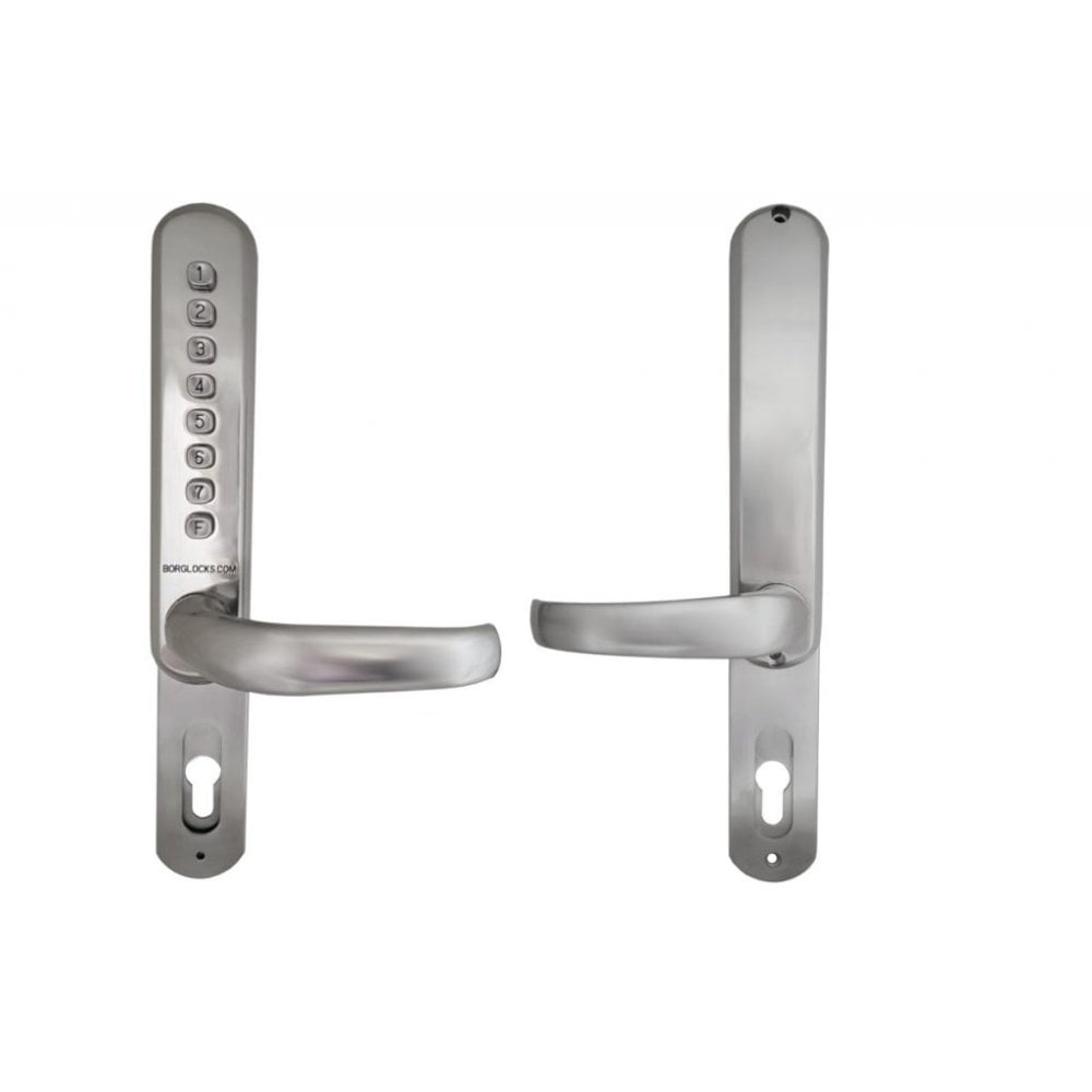 Borg BL6100 Narrow Style Digital Lock With UPVC Extension - Silver - Push Button Code