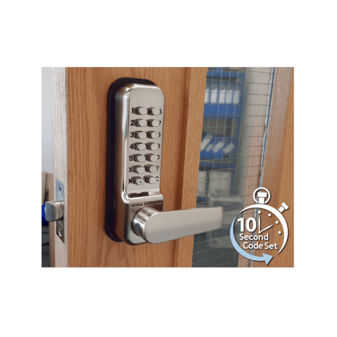 BORG LOCKS Borg BL2421ECP | Mechanical Gate Lock with Back-to-Back Keypads & 60mm Latch | Satin Chrome Finish