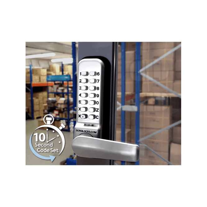 BORG LOCKS Borg BL2422ECP | Mechanical Gate Lock with Back-to-Back Keypads & 28mm Latch | Satin Chrome Finish