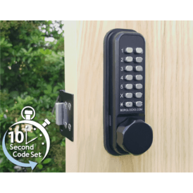 Borg BL2605ECP | Mechanical Gate Lock with Inside Fixed Deadbolt | Black Finish