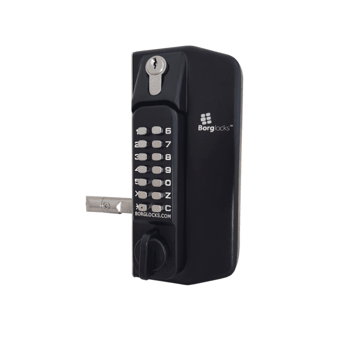 BORG LOCKS Borg BL3100DKOECP | Mechanical Gate Lock with Keypad & Inside Paddle Handle | 65-80mm Latch | Black Finish