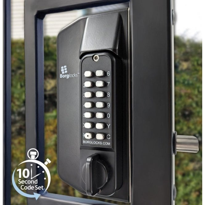 BORG LOCKS Borg BL3130ECP | Mechanical Gate Lock with Back-to-Back Keypads & Inside Paddle Handle | 65-80mm Latch | Black Finish