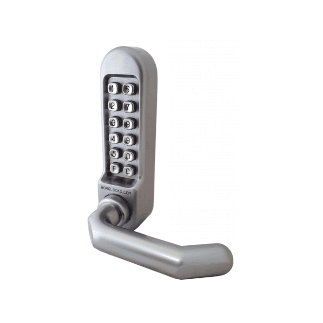 BORG LOCKS Borg BL5000ECP | Mechanical Gate Lock with Keypad & Free Turning Lever Handle | Satin Chrome Finish