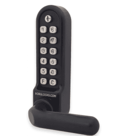 Borg BL5200ECP | Marine Grade Mechanical Gate Lock with Keypad & Free Turning Lever Handle | Black Finish