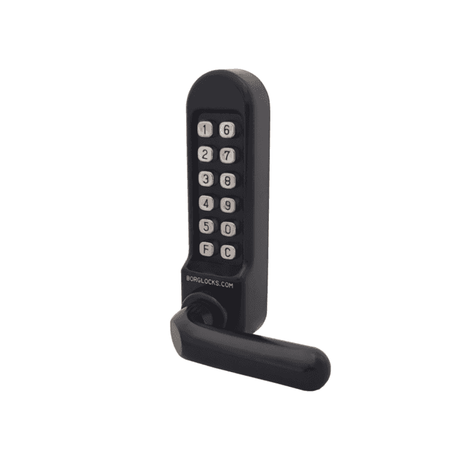 BORG LOCKS Borg BL5208 | Marine Grade Mechanical Gate Lock with Keypad & Round Bar Handle | Black Finish