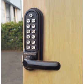 Borg BL5208ECP | Marine Grade Mechanical Gate Lock with Keypad & Round Bar Handle | Black Finish
