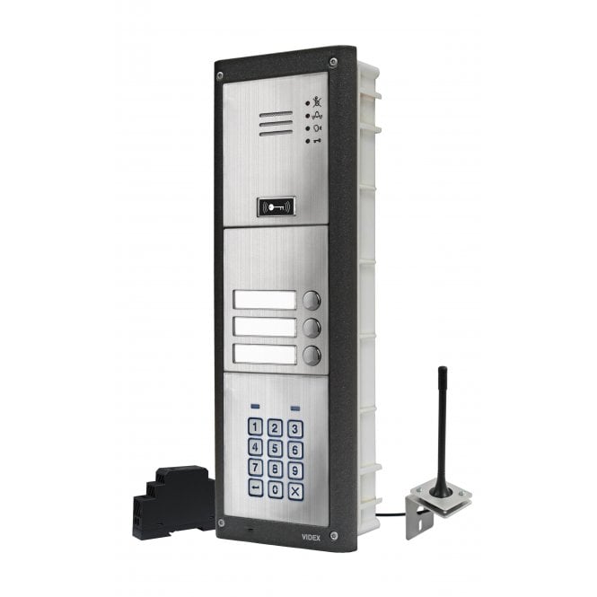 VIDEX GSM4KCR-3/M/4G | Three Station Flush 4G GSM Intercom with Backlit Keypad | Matt Finish